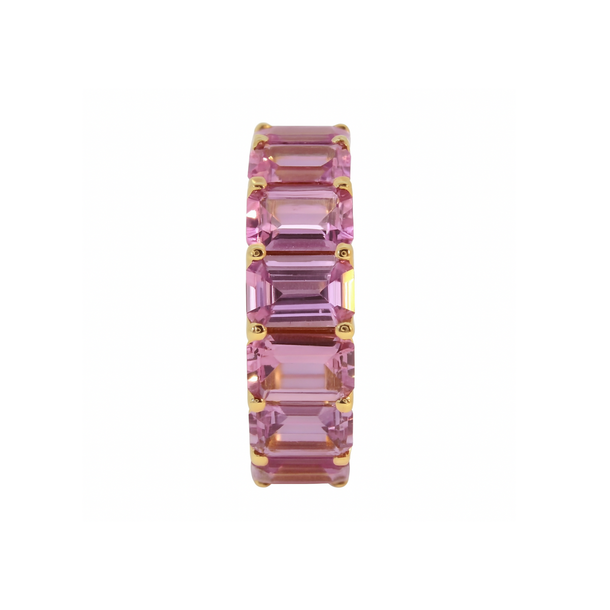 Crivelli - Anello veretta in oro 18k e zaffiri rosa taglio baguette ct. 8,98