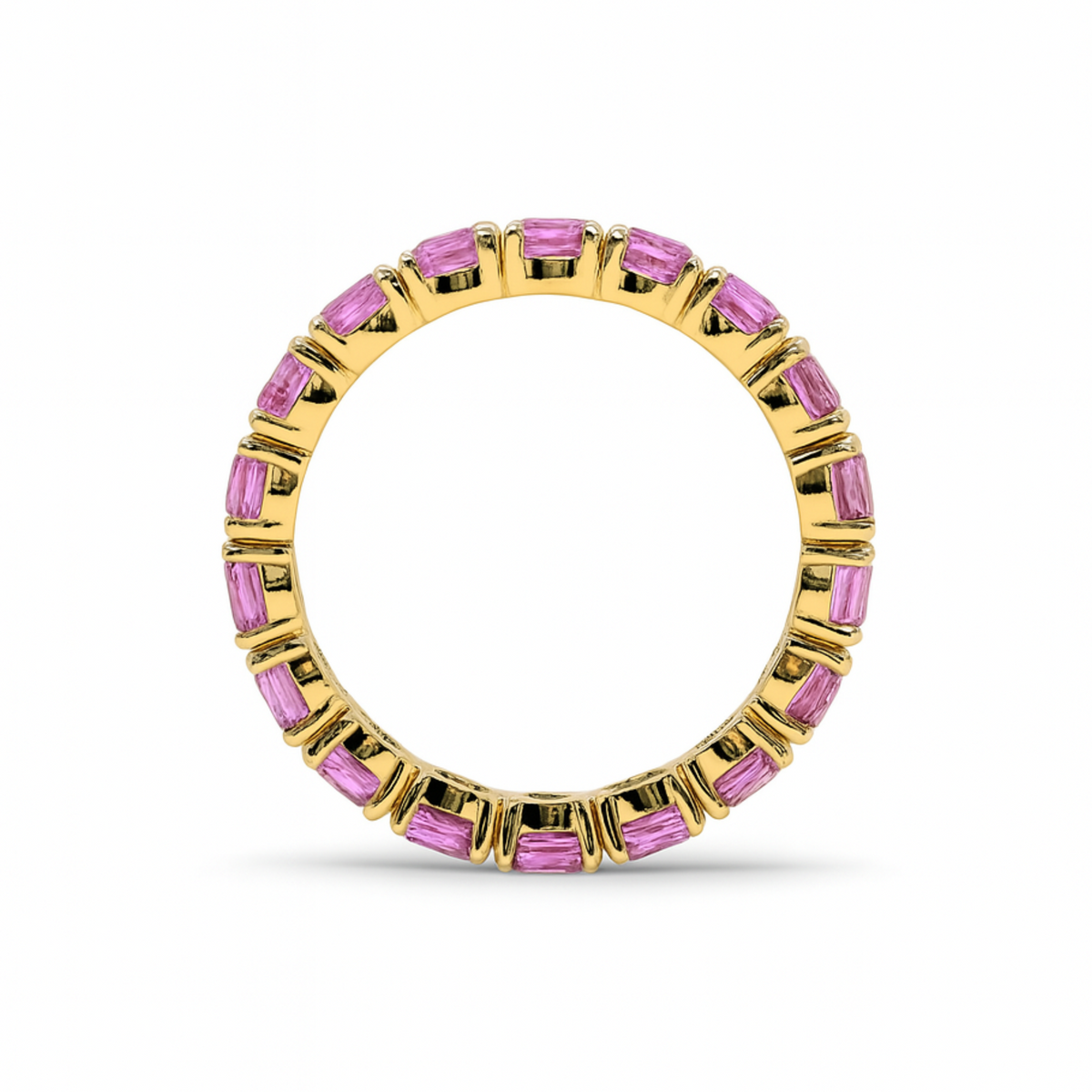 Crivelli - Anello veretta oro rosa con zaffiri rosa taglio brillante