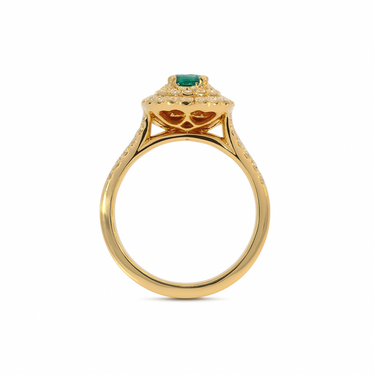 Crivelli - Anello in oro rosa 18 kt con diamanti bianchi e Smeraldo.