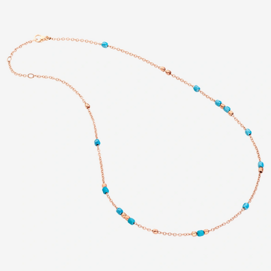 DoDo - Collana Mini Granelli Oro Rosa e Turchese