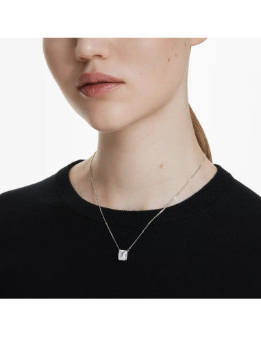 Swarovski Pendente Stilla Taglio ottagonale, Bianco, Placcato rodio