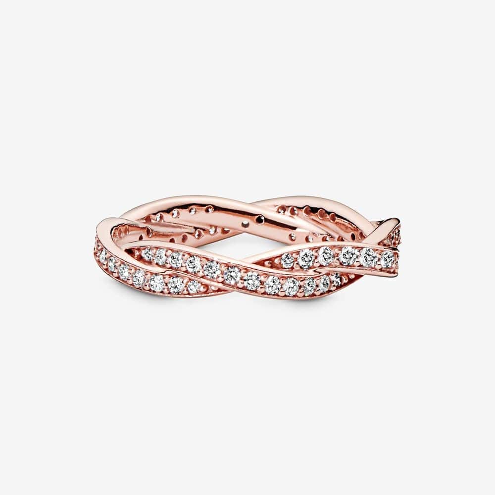 Pandora Anello linee intrecciate scintillanti