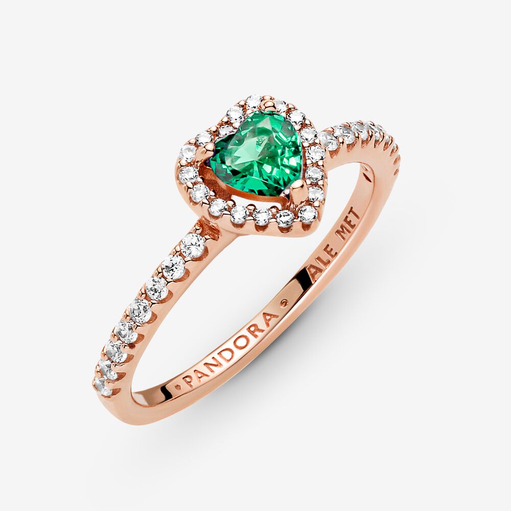 Pandora Anello Cuore in Rilievo Verde