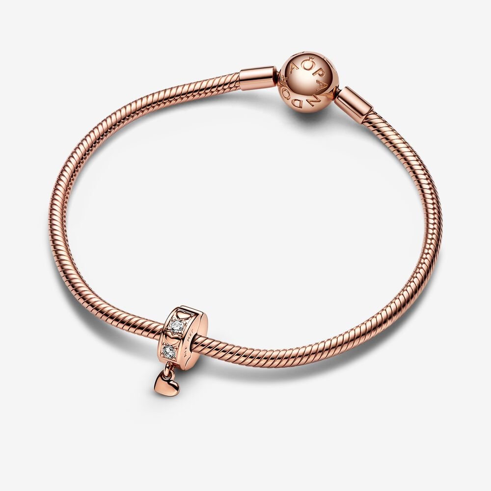 Pandora Clip Cuori e Pietre con Pendente a Cuore