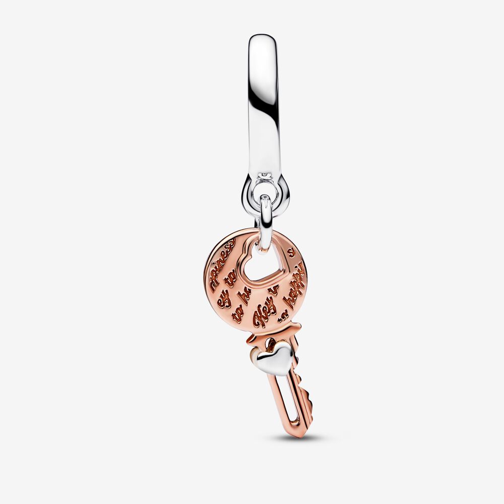 Pandora Charm Pendente Chiave della Felicità con Cuore scorrevole