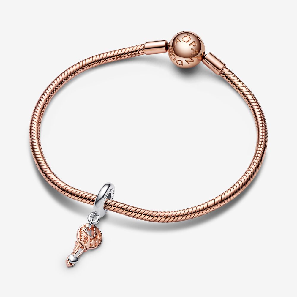 Pandora Charm Pendente Chiave della Felicità con Cuore scorrevole