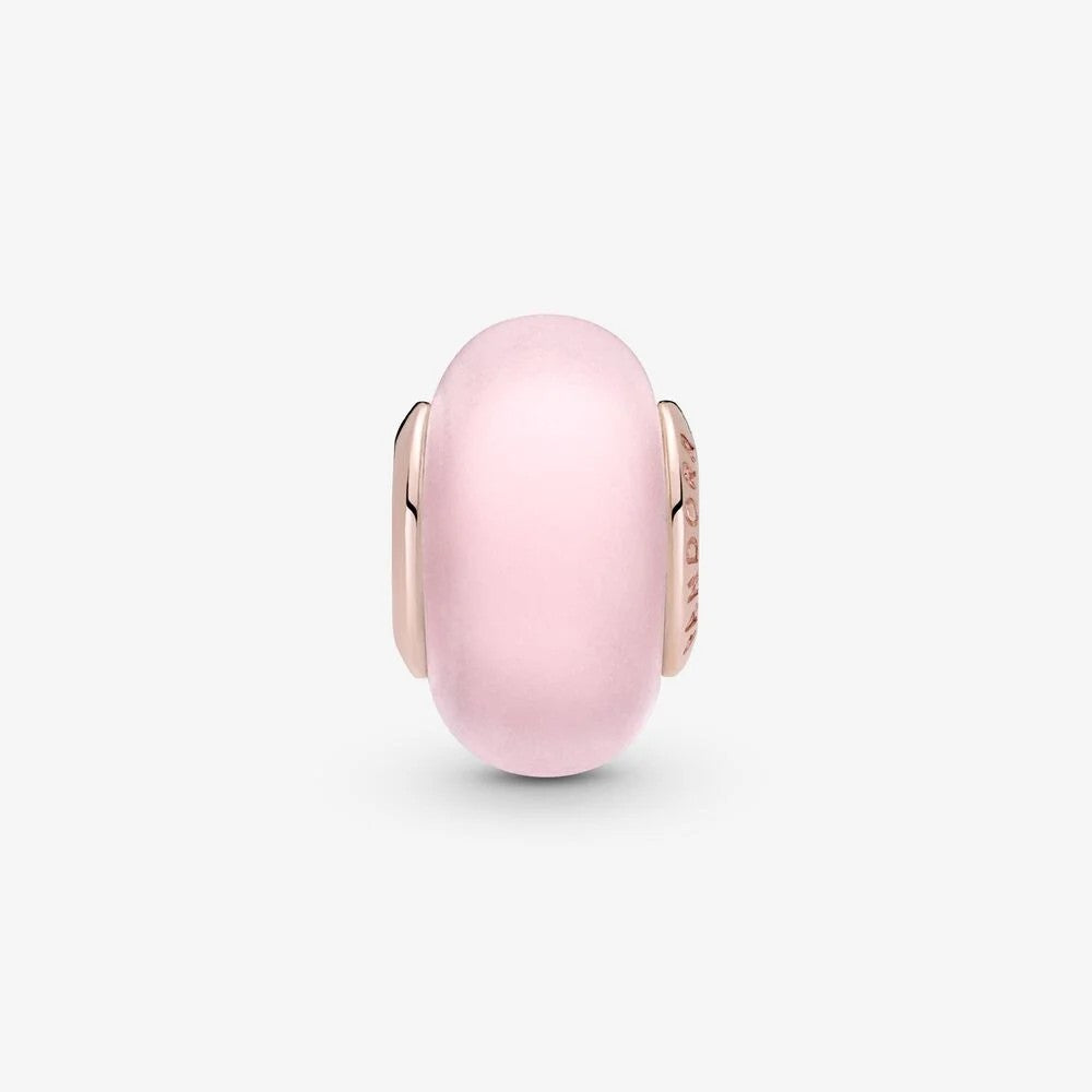 Pandora Charm in vetro di Murano rosa opaco