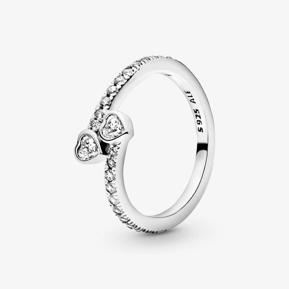 Pandora Anello due cuori scintillanti