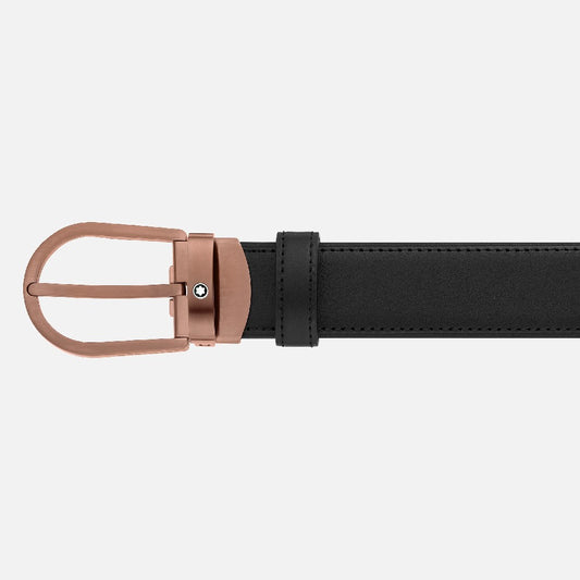 Montblanc Cintura in pelle nera 30 mm con fibbia a ferro di cavallo