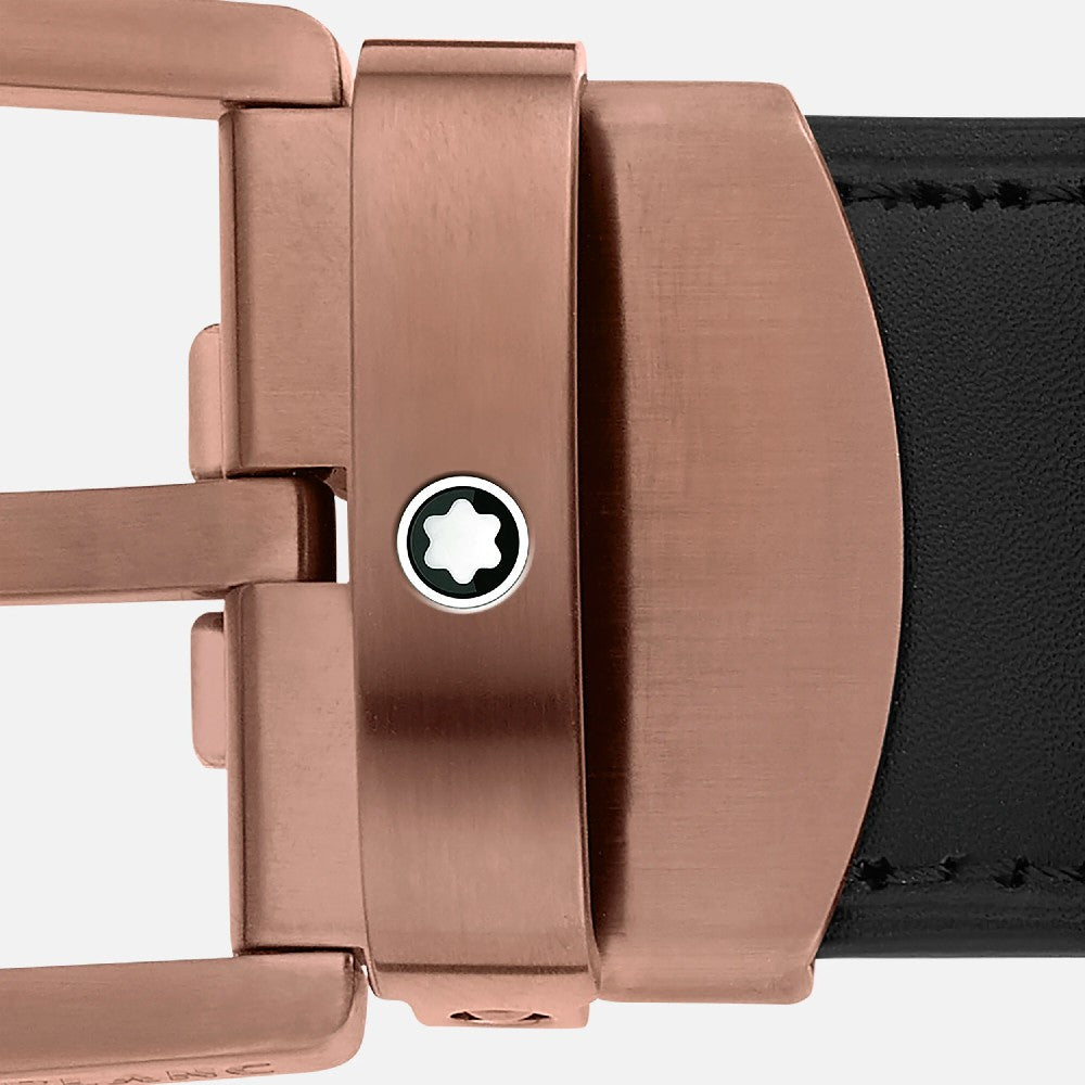 Montblanc Cintura in pelle nera 30 mm con fibbia a ferro di cavallo