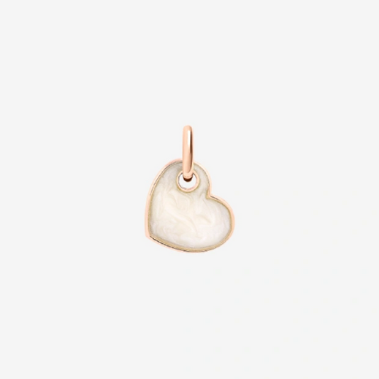 DoDo - Ciondolo Cuore Oro Rosa Smalto Bianco