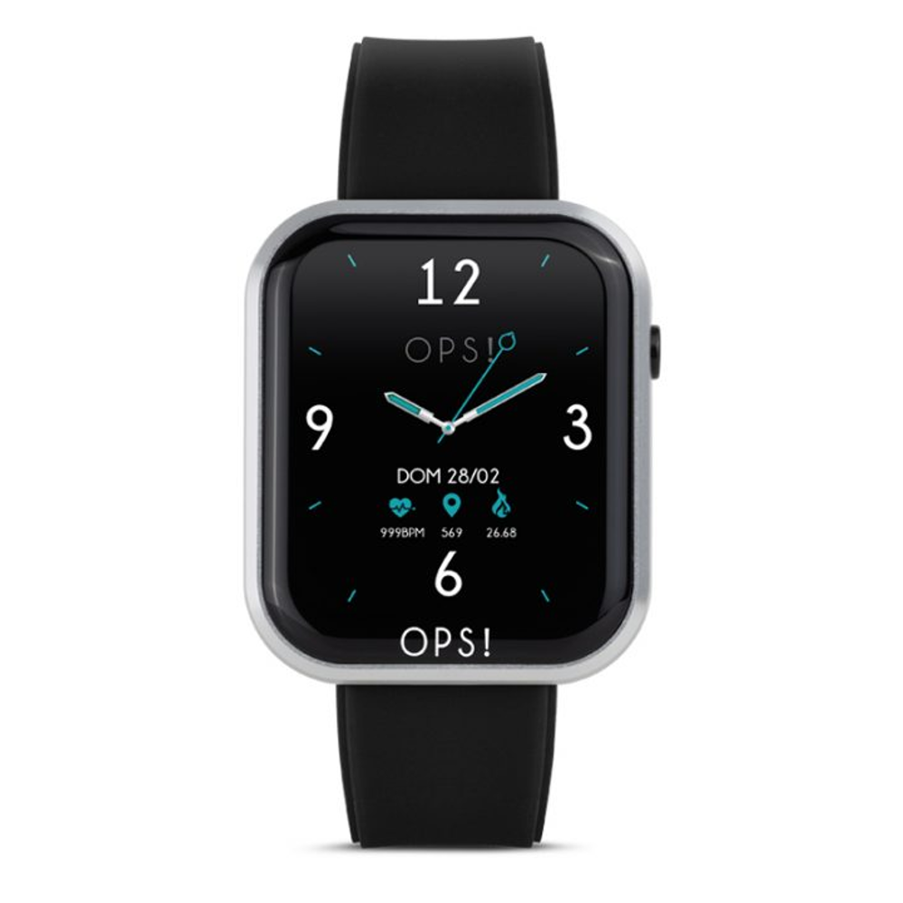OPSOBJECTS Orologio Smartwatch Call Cinturino In Silicone Nero e Argento