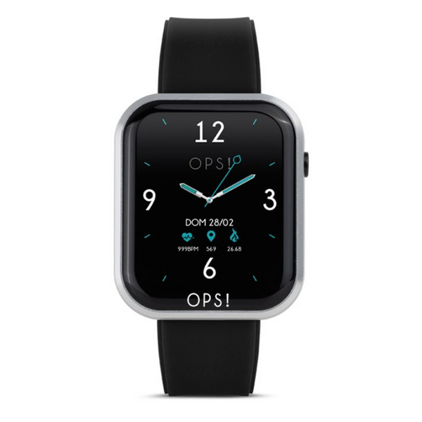 OPSOBJECTS Orologio Smartwatch Call Cinturino In Silicone Nero e Argento