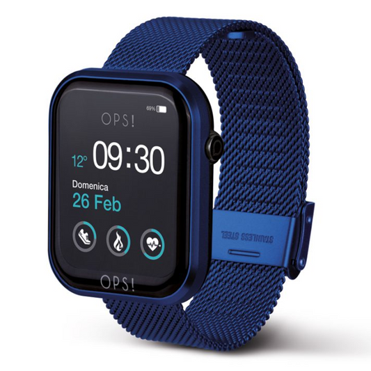 OPSOBJECTS Orologio Smartwatch Call con cinturino maglia Milano Blu