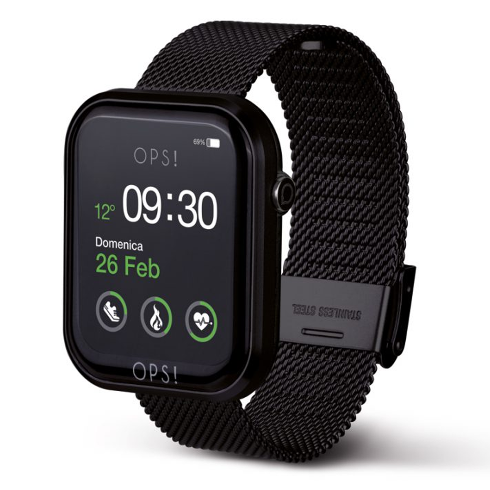 OPSOBJECTS Orologio Smartwatch Call con cinturino maglia Milano Nero