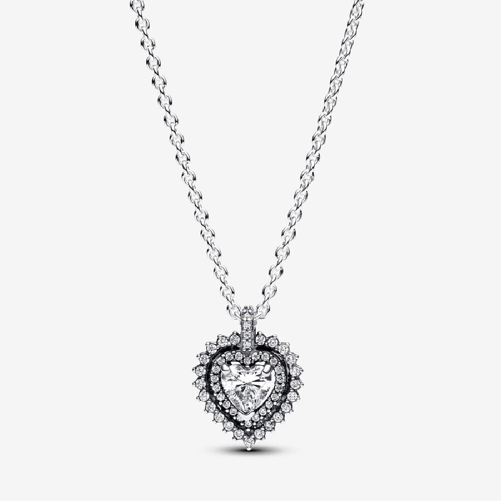 Pandora Collana Punto Luce Cuore e Pavé