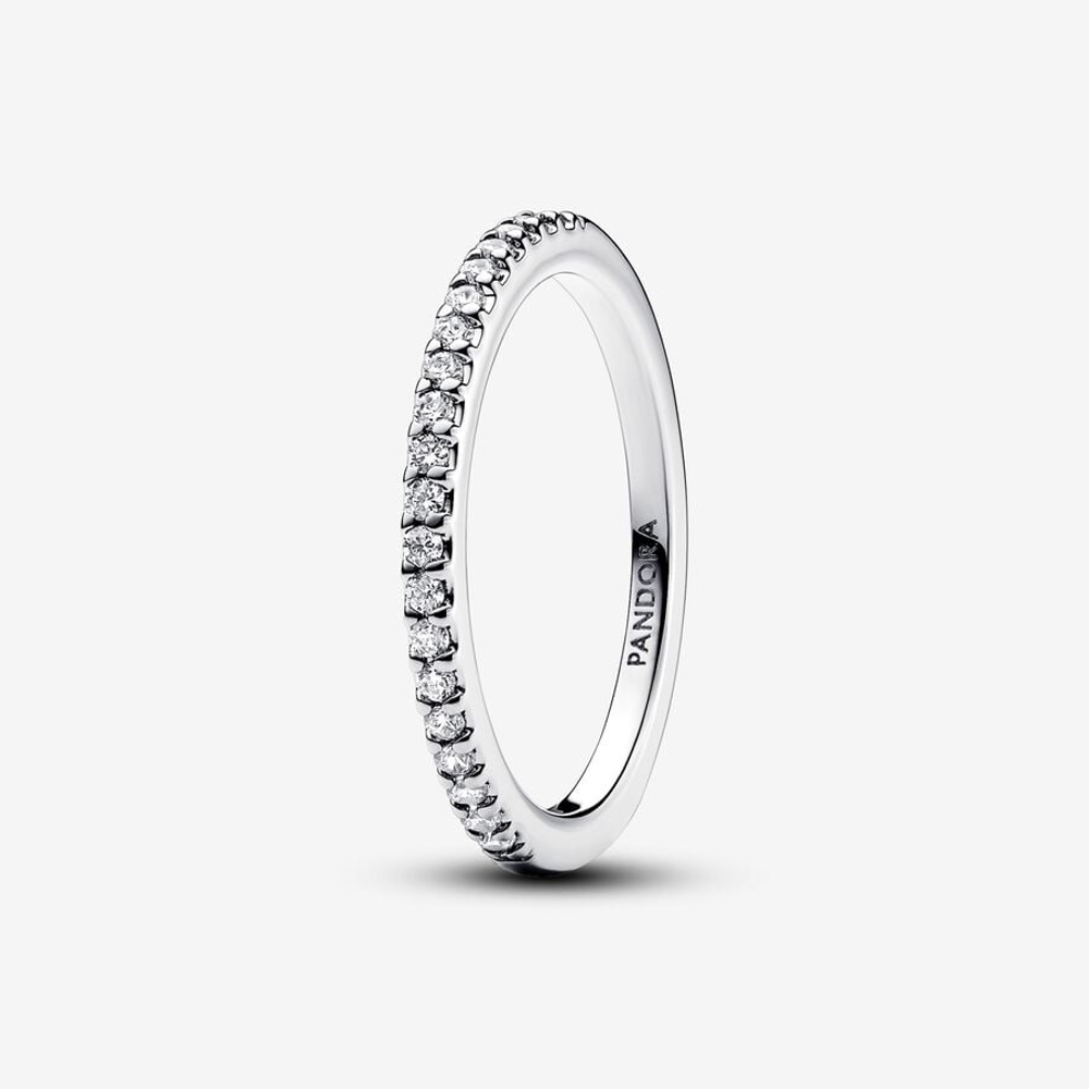 Pandora Anello Pavé Fascia Sottile Argento