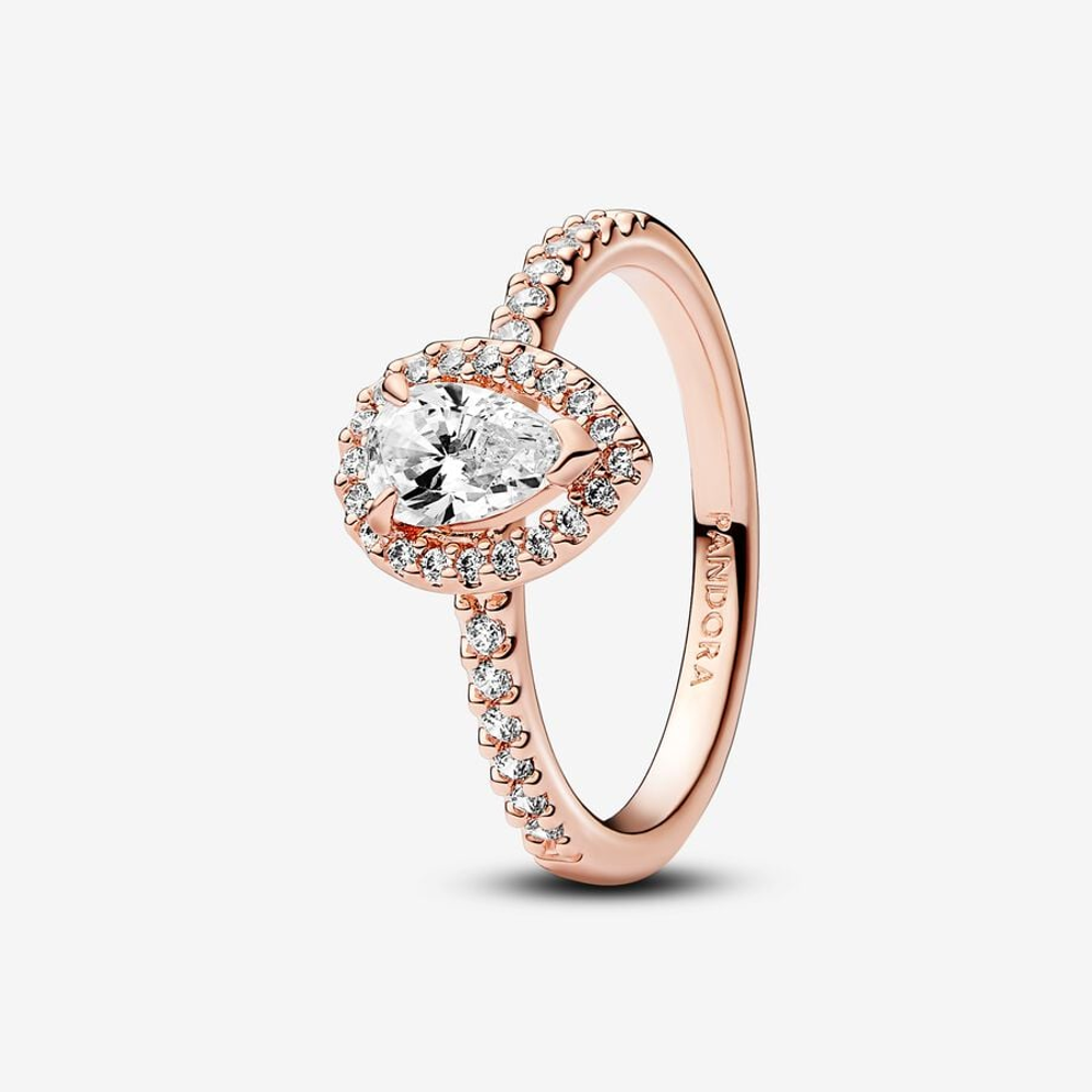 Pandora Anello Punto Luce Goccia Piccola Oro Rosa