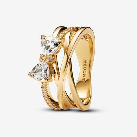 Pandora Anello Fascia Intrecciata Sottile con Fiocco Luminoso