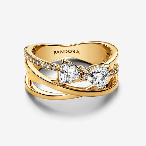 Pandora Anello Fascia Intrecciata Sottile con Fiocco Luminoso