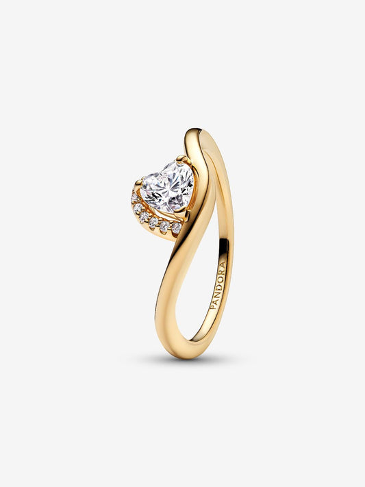 Pandora Anello Onda con Cuore Luminoso
