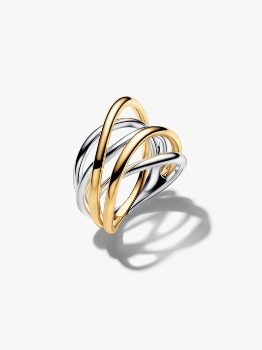 Pandora Anello Linee Intrecciate Bicolore