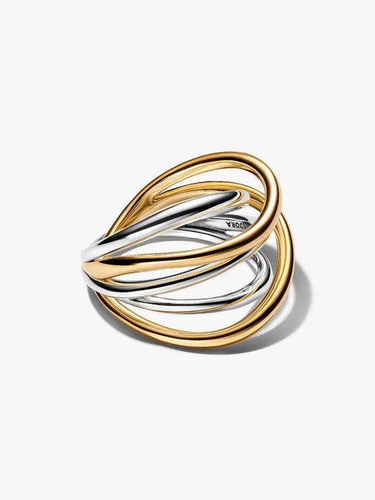 Pandora Anello Linee Intrecciate Bicolore