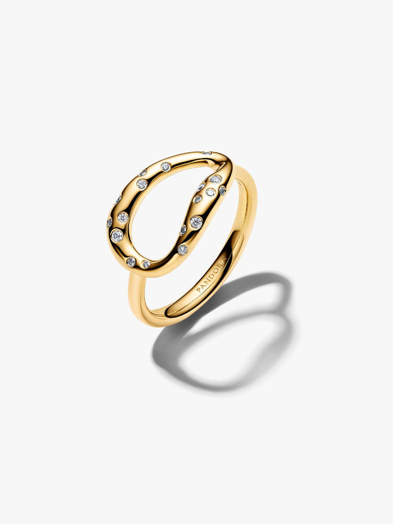 Pandora Anello Ovale Linea Sinuosa con Pietre Luminose
