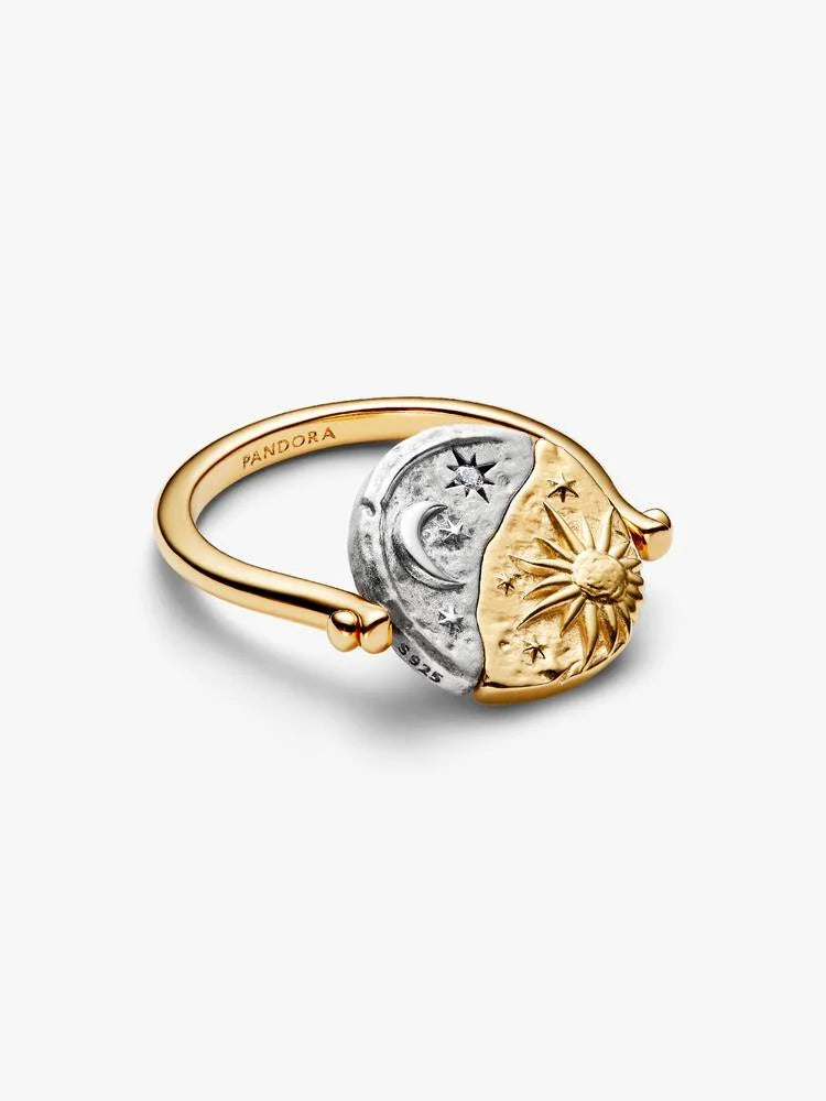 Pandora Anello Medallion Sole e Luna "Per Aspera Ad Astra" Reversibile