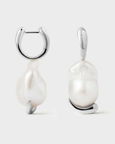 PDPAOLA - Orecchini a cerchio in argento con perla Mist