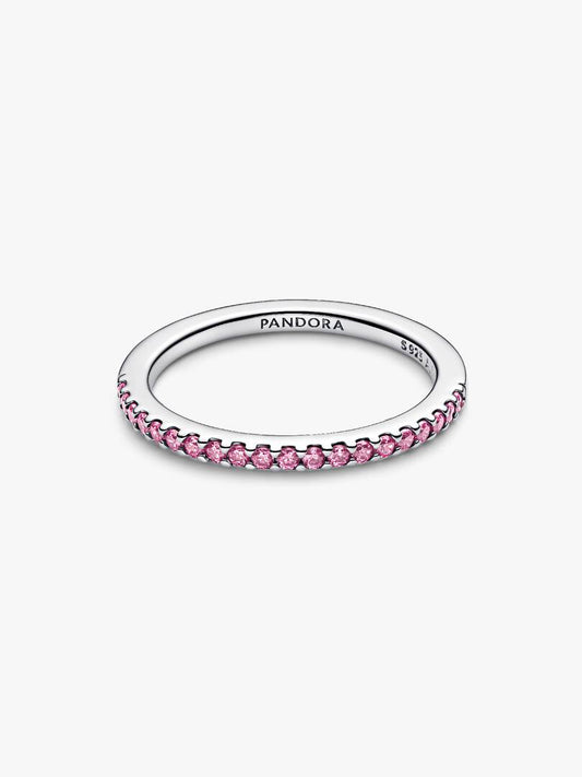 Pandora Anello Pavè Fascia Sottile Rosa