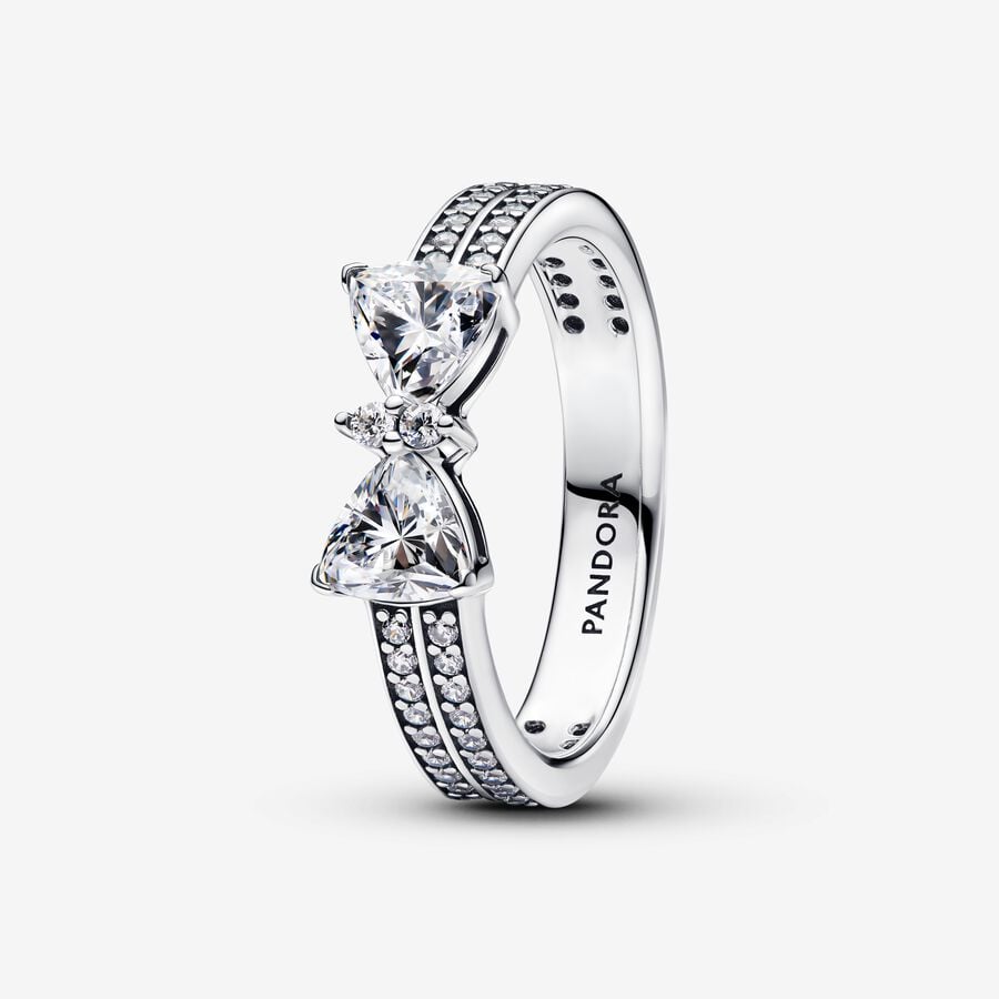 Pandora Anello Doppia Fascia Pavè con Fiocco Luminoso