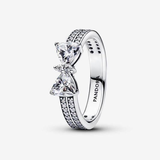 Pandora Anello Doppia Fascia Pavè con Fiocco Luminoso