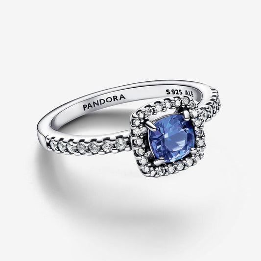Pandora Anello Punto Luce Quadrato Blu