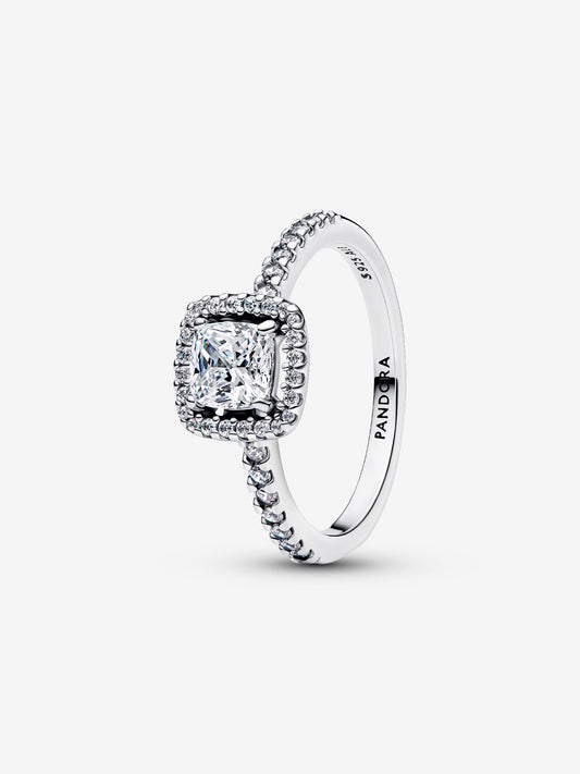 Pandora Anello Punto Luce Quadrato e Pavè