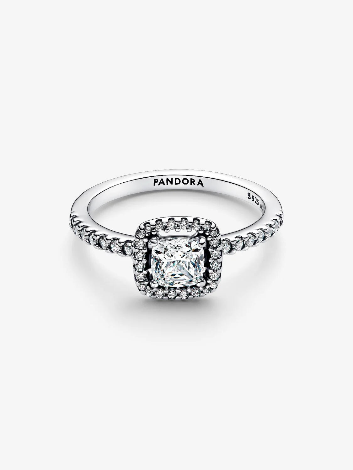 Pandora Anello Punto Luce Quadrato e Pavè
