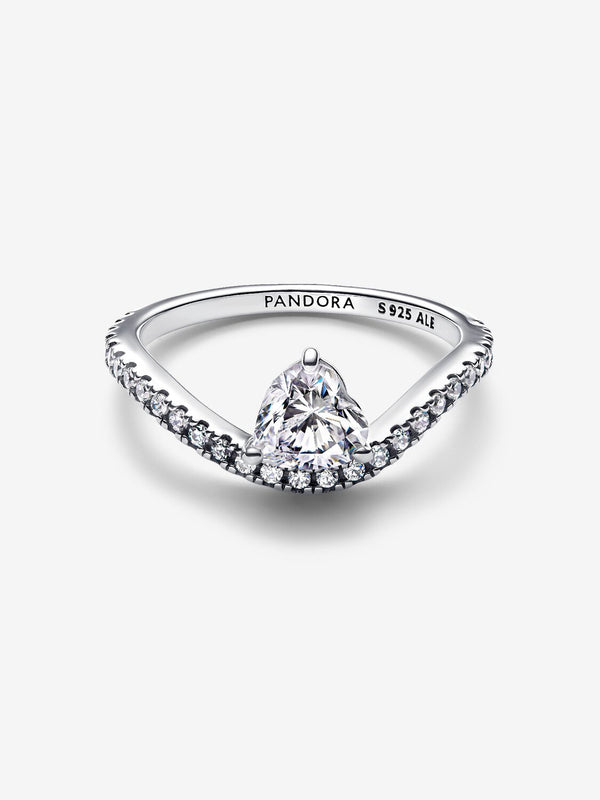 Pandora Anello Onda con Cuore Luminoso e Pavè