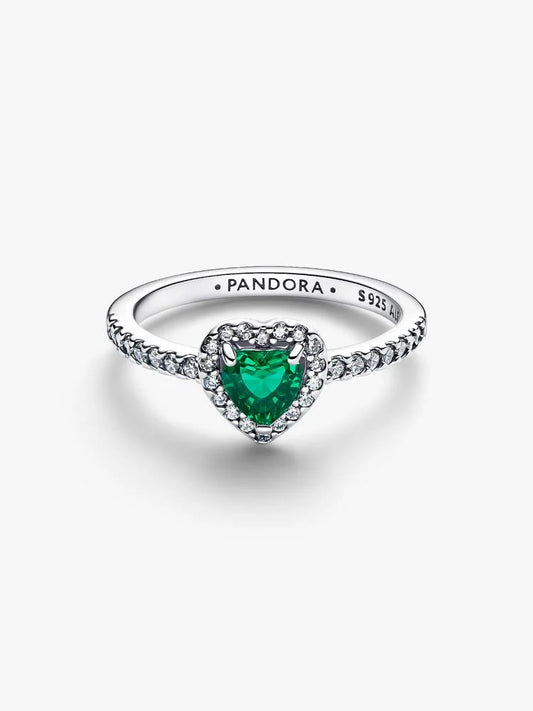 Pandora Anello Cuore in Rilievo Verde Scuro