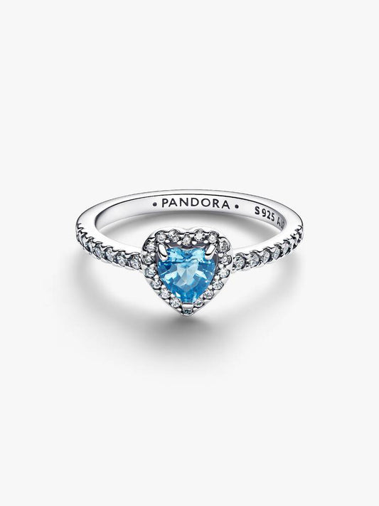 Pandora Anello Cuore in Rilievo Azzurro