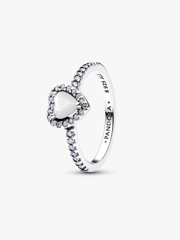 Pandora Anello Cuore in Rilievo Bianco