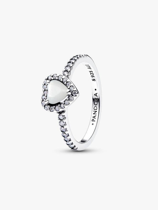 Pandora Anello Cuore in Rilievo Bianco