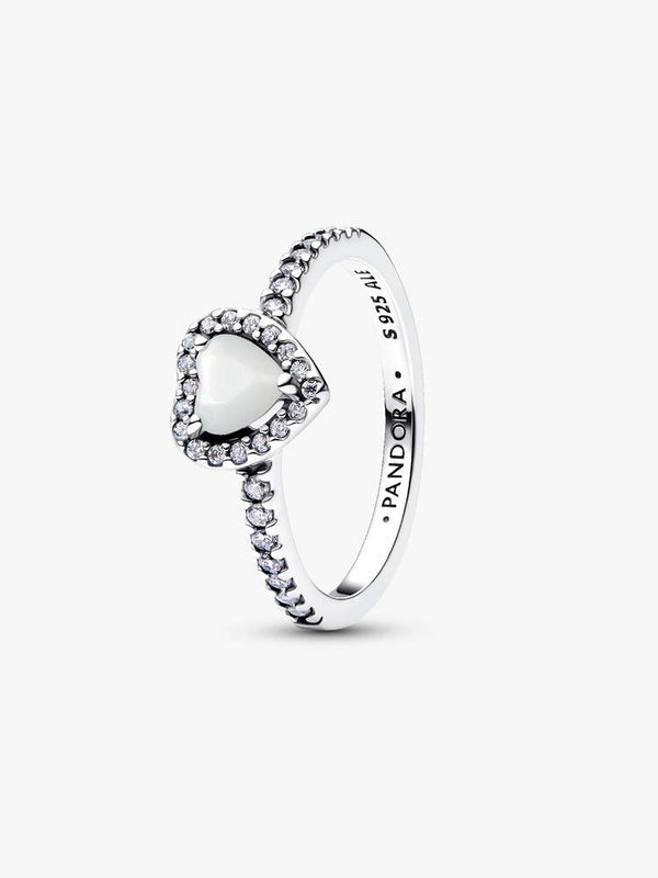 Pandora Anello Cuore in Rilievo Bianco