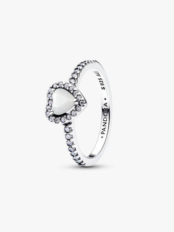 Pandora Anello Cuore in Rilievo Bianco