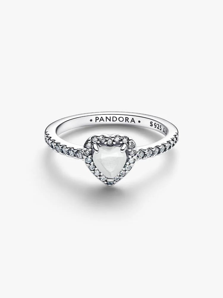 Pandora Anello Cuore in Rilievo Bianco