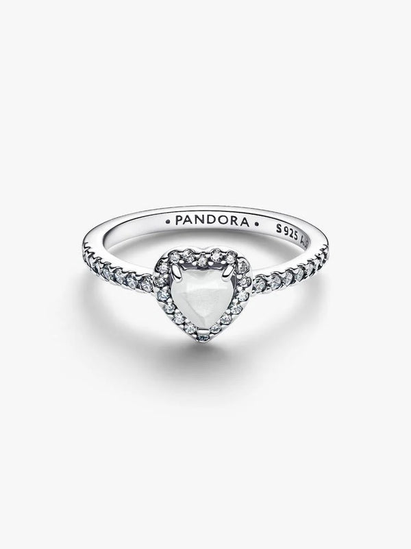 Pandora Anello Cuore in Rilievo Bianco