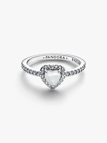 Pandora Anello Cuore in Rilievo Bianco