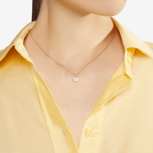 DoDo - Ciondolo Cuore Oro Rosa Smalto Bianco