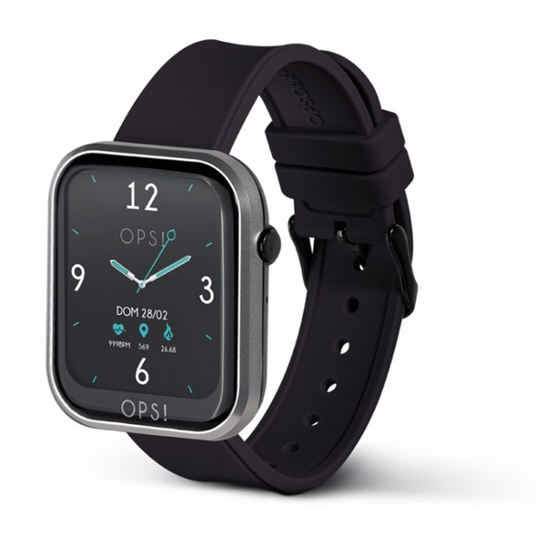 OPSOBJECTS Orologio Smartwatch Call Cinturino In Silicone Nero e Argento