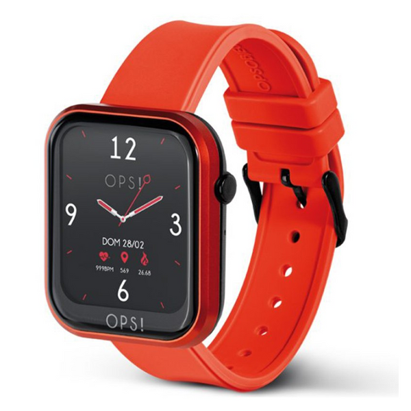 OPSOBJECTS Orologio Smartwatch Call Cinturino In Silicone Nero e Rosso