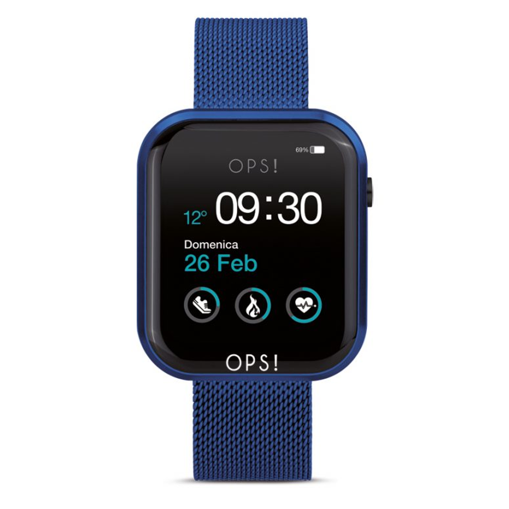 OPSOBJECTS Orologio Smartwatch Call con cinturino maglia Milano Blu